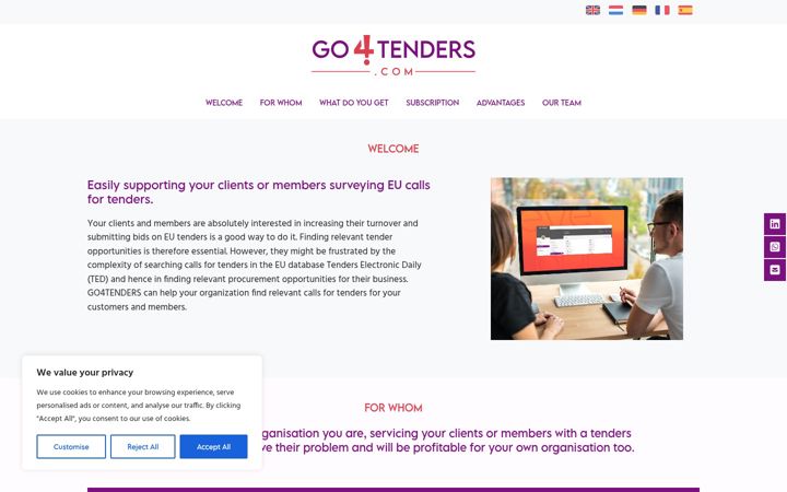 Screenshot of go4tenders.com