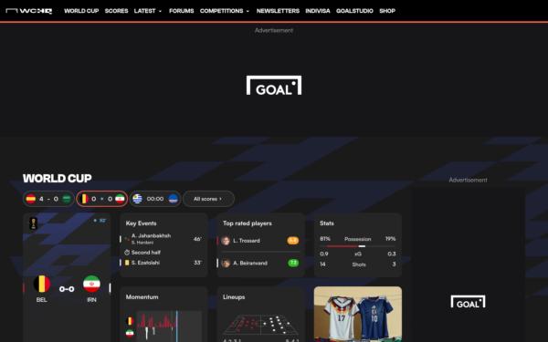 Screenshot of goal.com