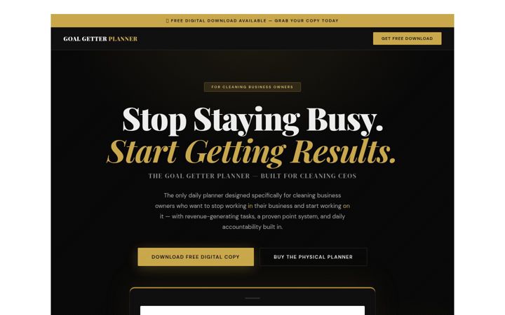 Screenshot of goalgetterplanners.com