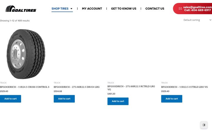 Screenshot of goaltires.com
