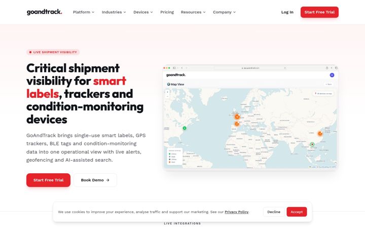 Screenshot of goandtrack.com
