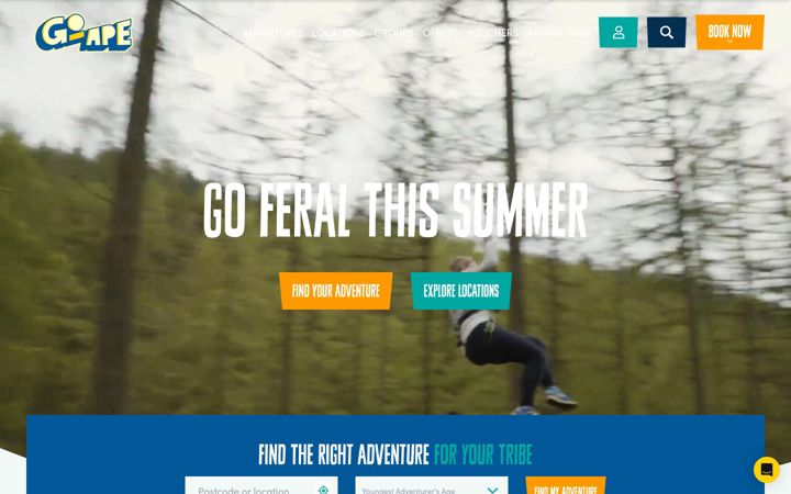 Screenshot of goape.co.uk
