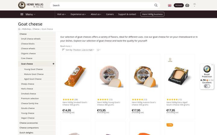 Screenshot of goat-cheese.com