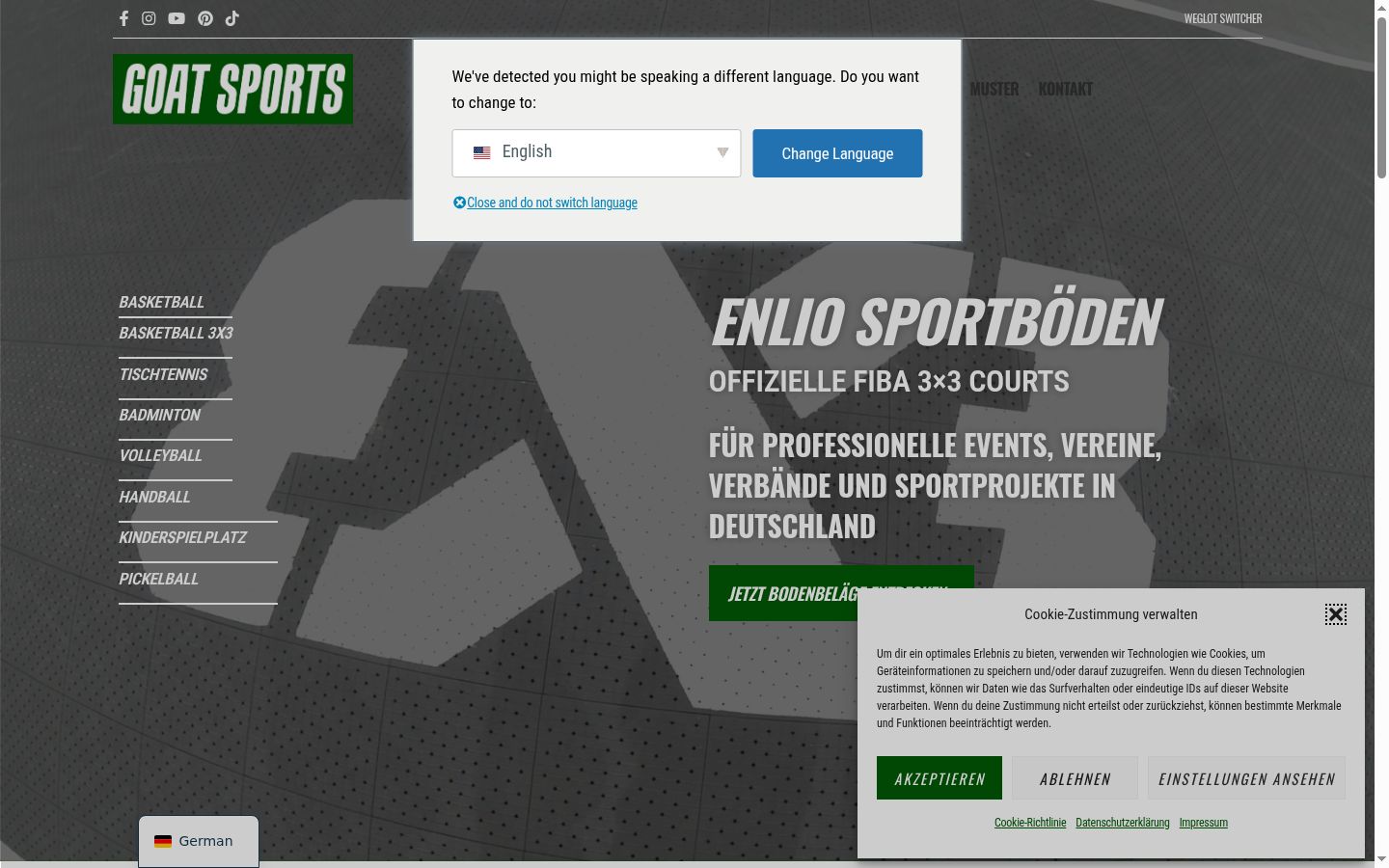 Skærmbillede af samtykkebanneret, som det blev vist før nogen interaktion