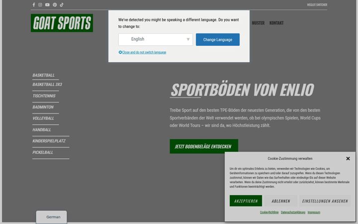 Screenshot of goat-sports.de