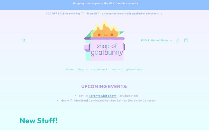 Screenshot of goatbunny.shop