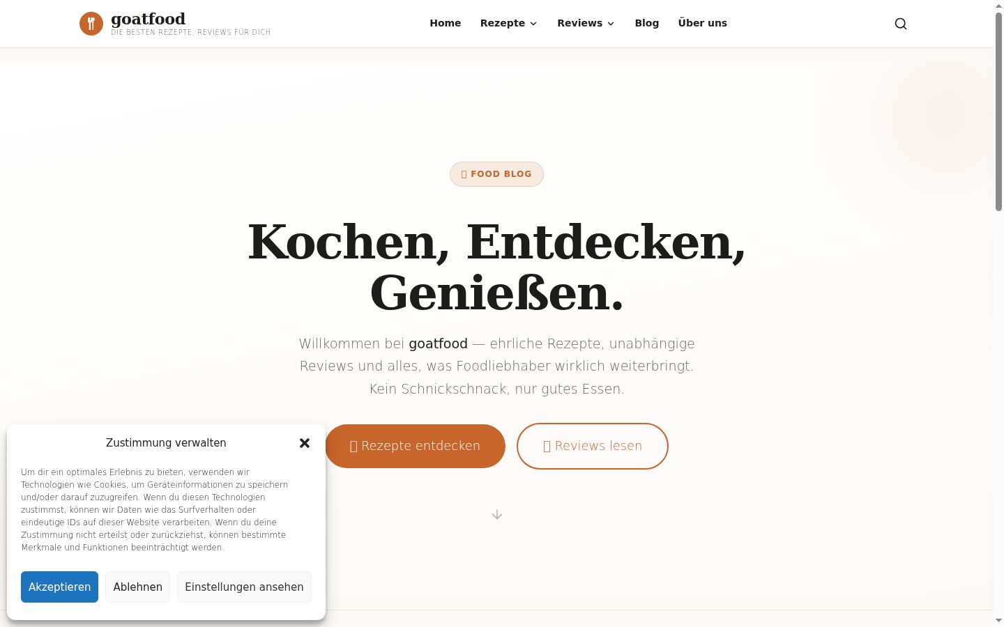 Screenshot des Einwilligungsbanners vor jeglicher Interaktion