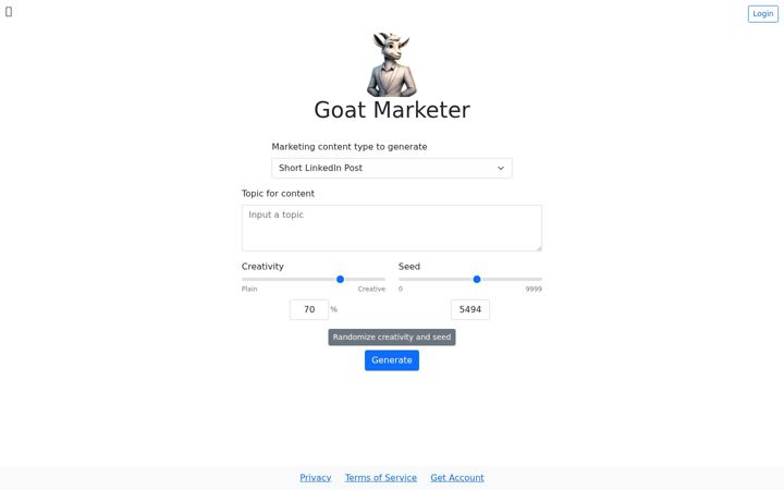 Screenshot of goatmarketer.com