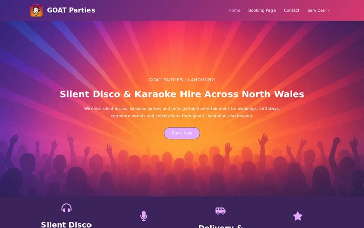 Screenshot of goatparties.co.uk