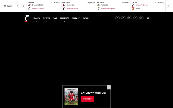 Screenshot of gobearcats.com
