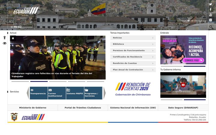 Screenshot of gobernacionchimborazo.gob.ec
