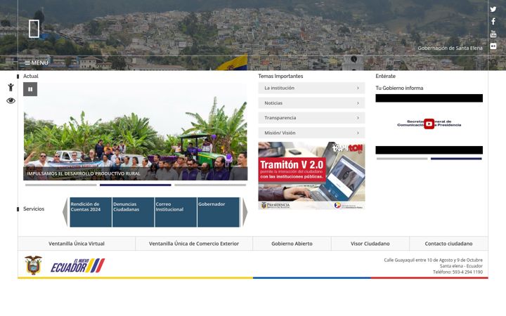 Screenshot of gobernacionsantaelena.gob.ec