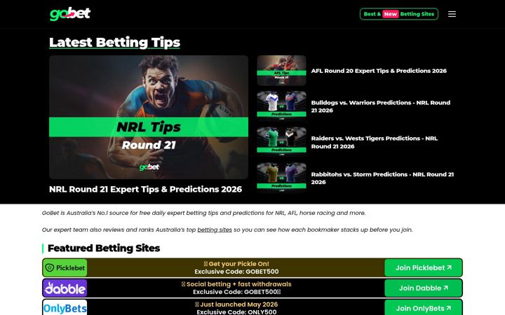 Ekraanipilt saidist gobet.com.au