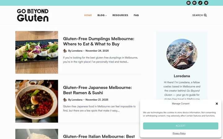 Screenshot of gobeyondgluten.com