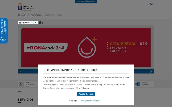 Captură de ecran a gobiernodecanarias.org