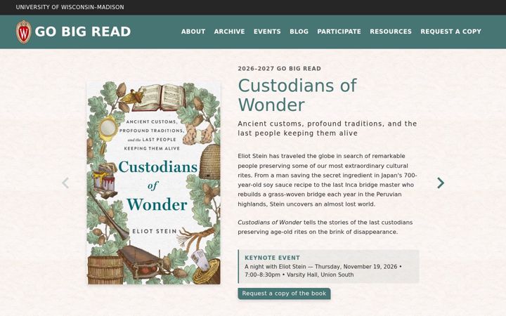 Screenshot of gobigread.wisc.edu