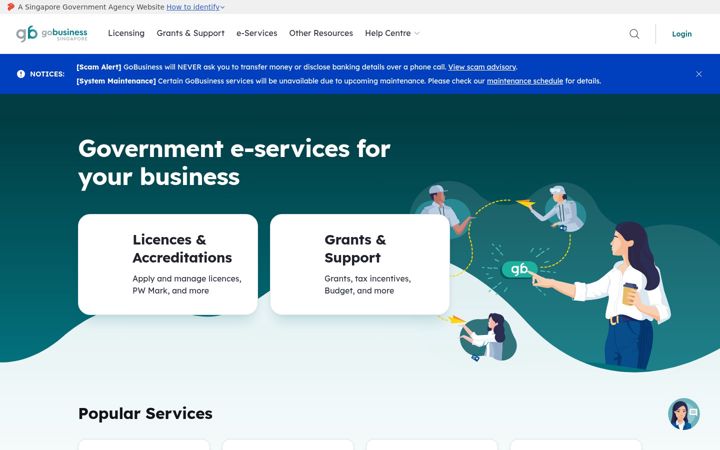 Ekrano kopija gobusiness.gov.sg