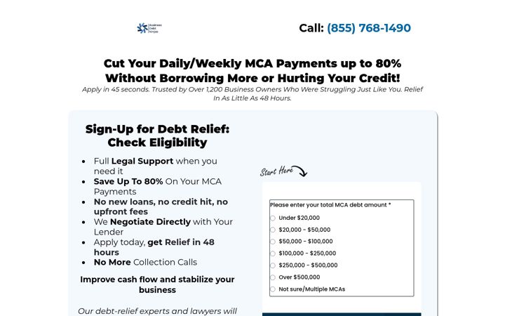 Screenshot of gobusinessdebtninjas.com