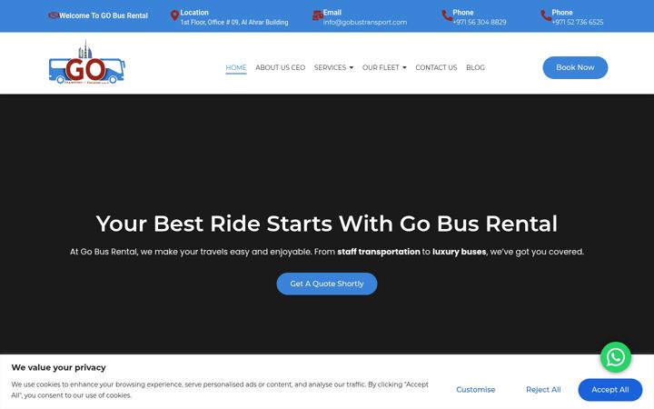 Screenshot of gobusrental.ae