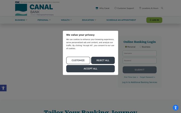 Screenshot of gocanalbank.com