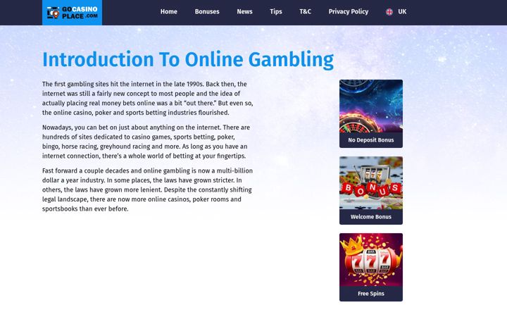 Screenshot of gocasinoplace.com