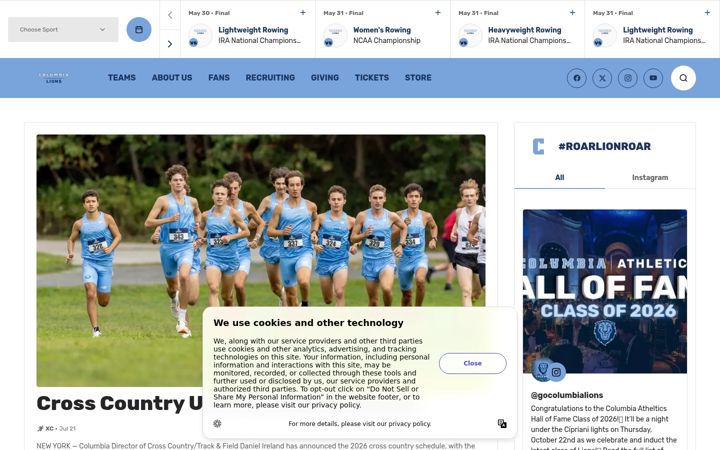 Skærmbillede af gocolumbialions.com