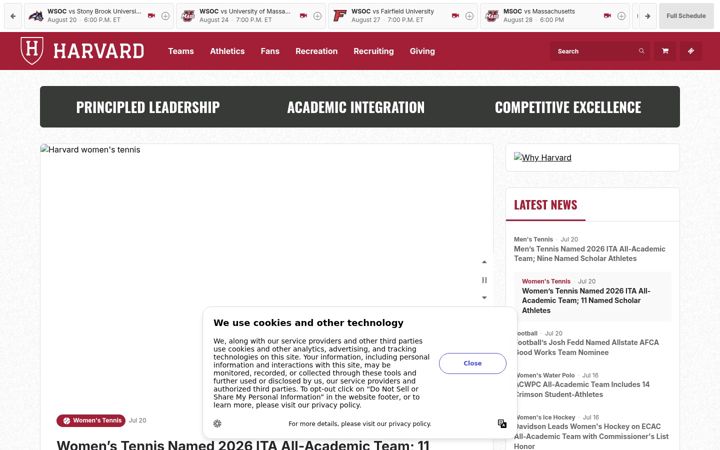 Screenshot of gocrimson.com