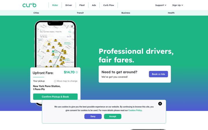 Screenshot of gocurb.com