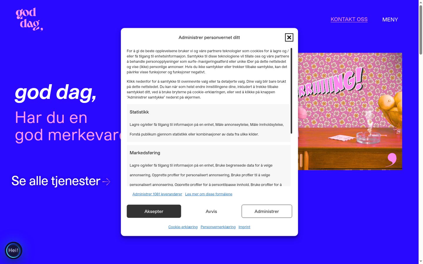 Screenshot tal-banner tal-kunsens muri qabel kwalunkwe interazzjoni