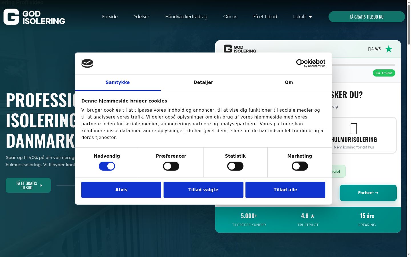 Skjermbilde av samtykkebanneret slik det vises før noen interaksjon