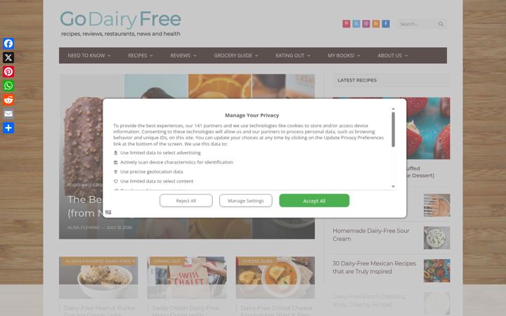 Screenshot of godairyfree.org