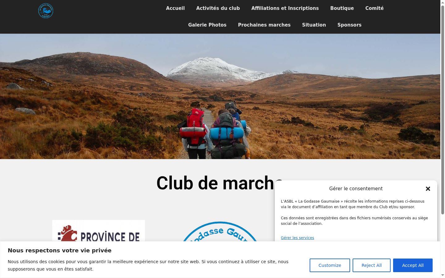 Screenshot of the consent banner shown before any interaction