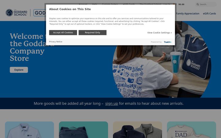 Screenshot of goddardcompanystore.com
