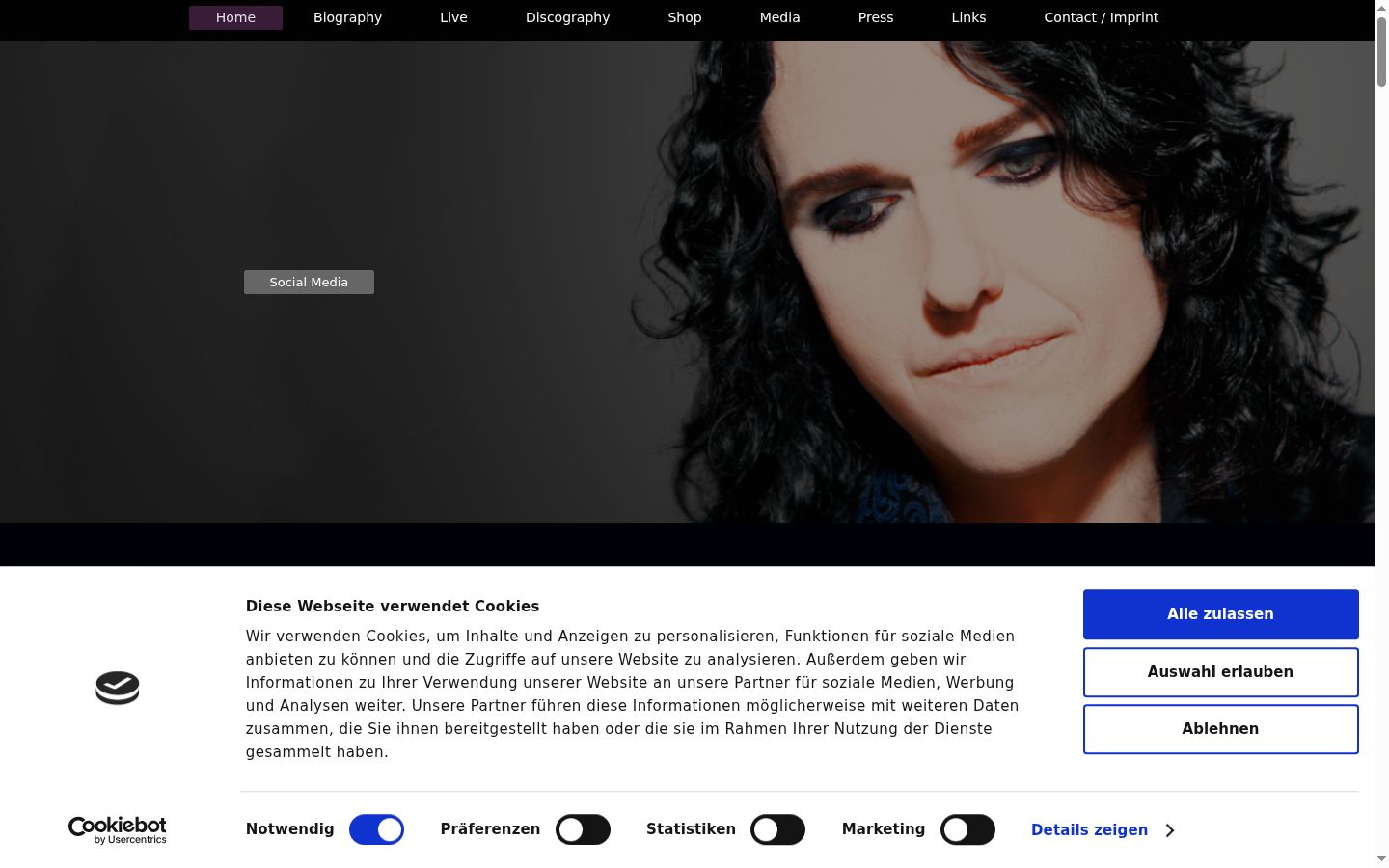 Captura de ecrã do banner de consentimento apresentado antes de qualquer interação