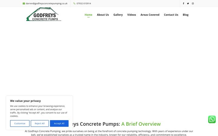 Screenshot of godfreysconcretepumping.co.uk