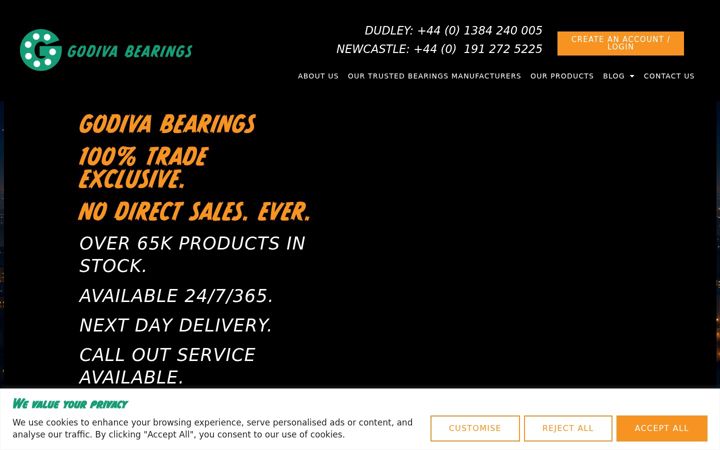 Screenshot of godiva-bearings.co.uk