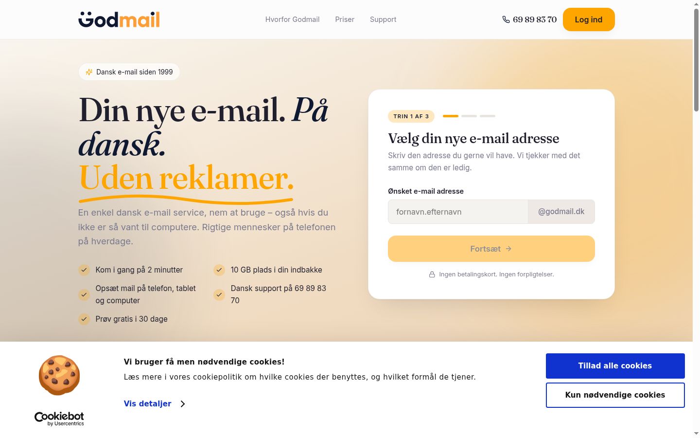 Skjermbilde av samtykkebanneret slik det vises før noen interaksjon