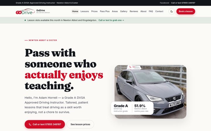 Screenshot of godrivedevon.co.uk