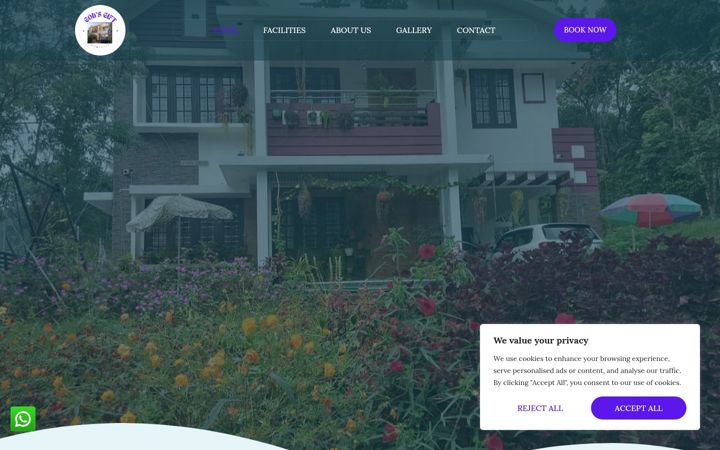Screenshot of godsgifthomestaymunnar.com
