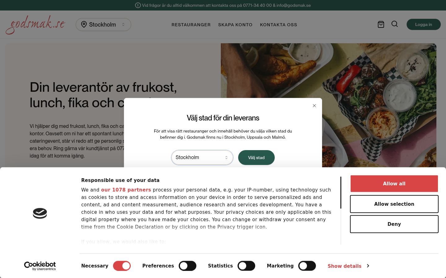 Kuvakaappaus suostumusbannerista, joka näytettiin ennen mitään vuorovaikutusta