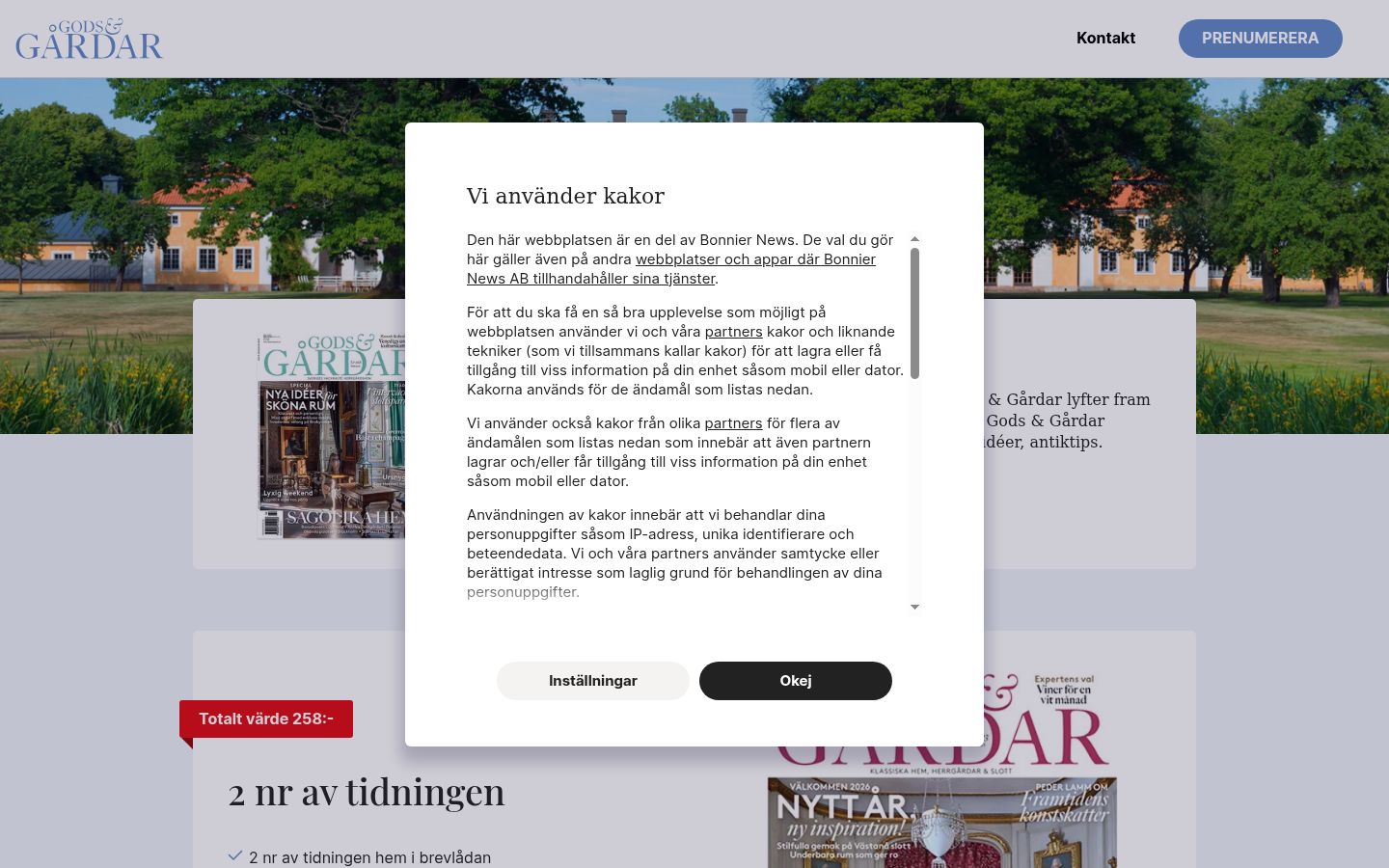 Kuvakaappaus suostumusbannerista, joka näytettiin ennen mitään vuorovaikutusta
