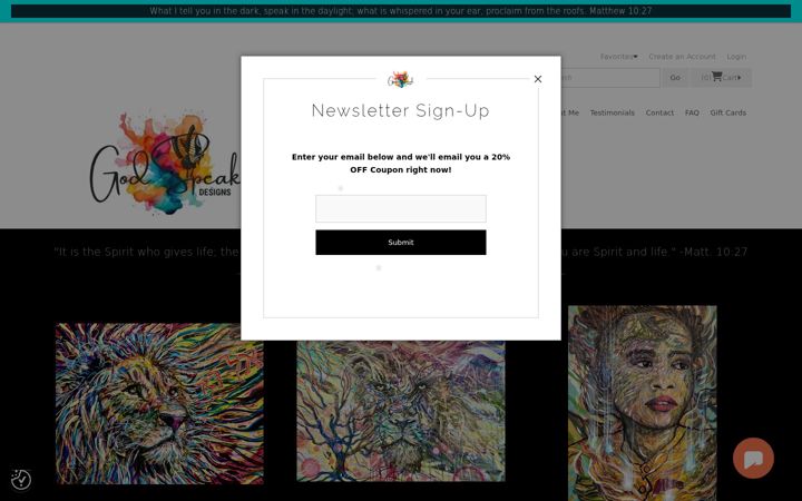 Screenshot of godspeakdesigns.com