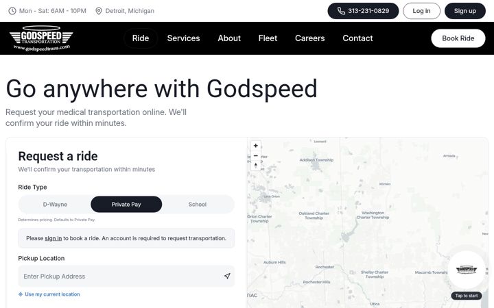 Screenshot of godspeedtrans.com