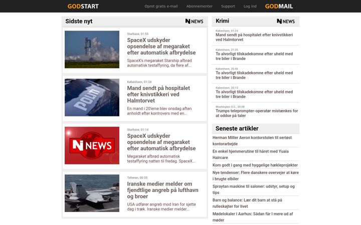 Screenshot of godstart.dk
