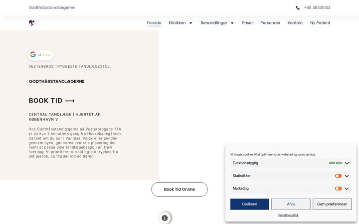 Screenshot of godthaabstandlaegerne.dk