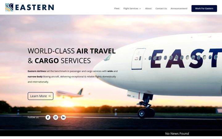 Screenshot of goeasternair.com