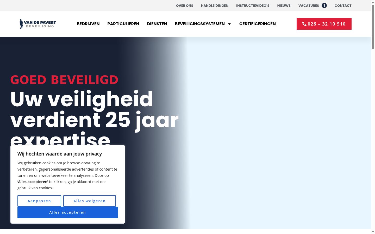 Screenshot van de toestemmingsbanner zoals getoond vóór enige interactie