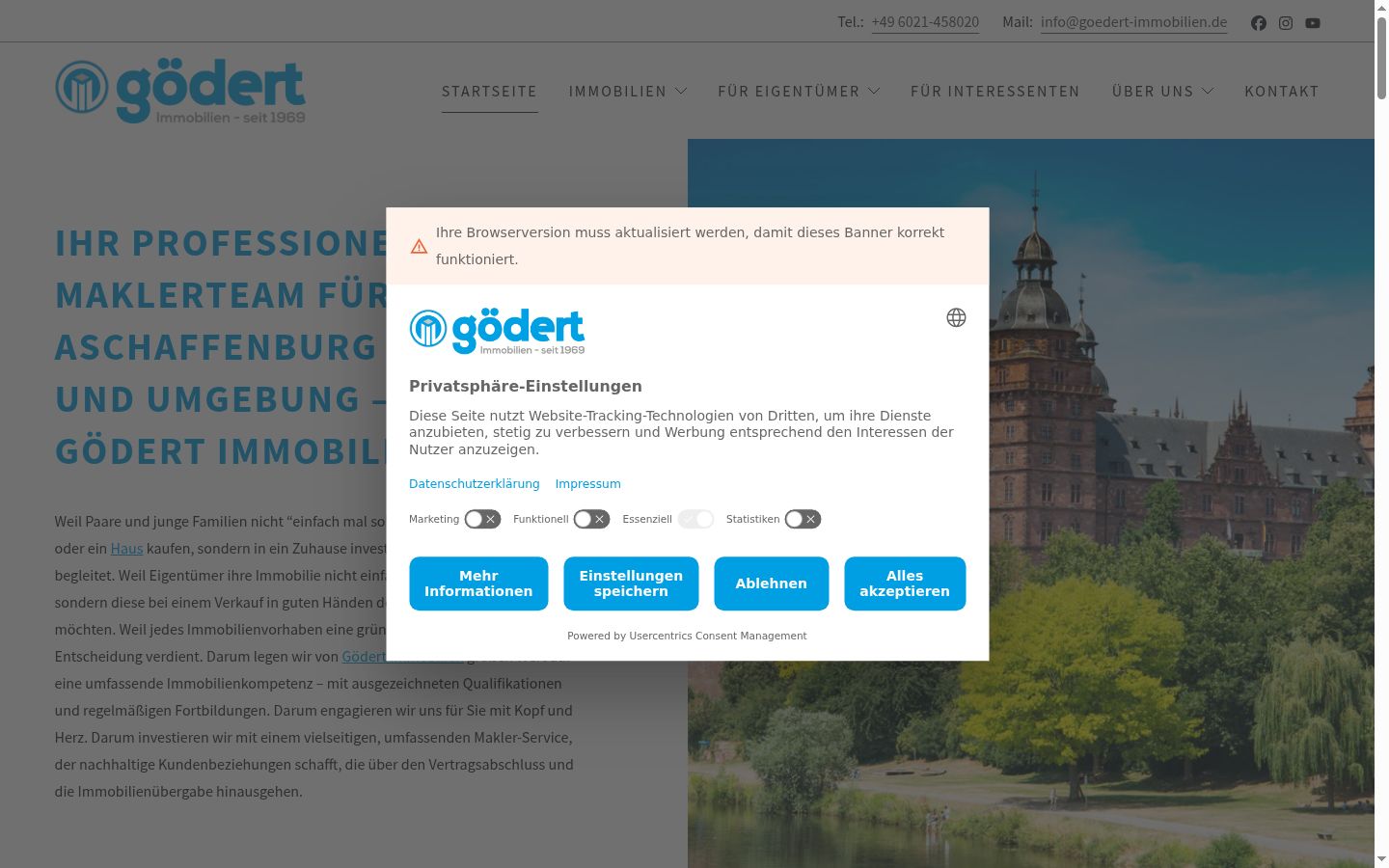 Screenshot tal-banner tal-kunsens muri qabel kwalunkwe interazzjoni