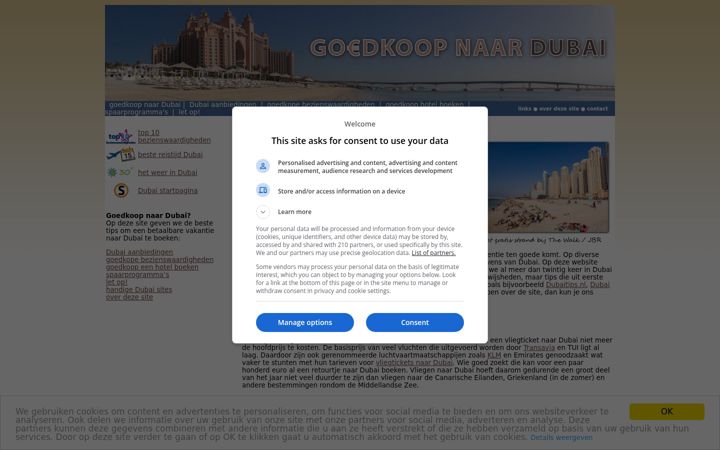 Screenshot of goedkoopnaardubai.nl