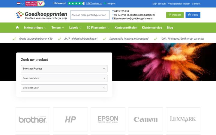 Screenshot of goedkoopprinten.nl